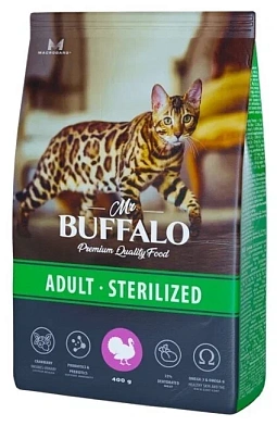 Mr.Buffalo сухой корм для стерилизованных кошек, индейка