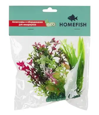 HOMEFISH Альтернантера растение для аквариума пластиковое с грузом