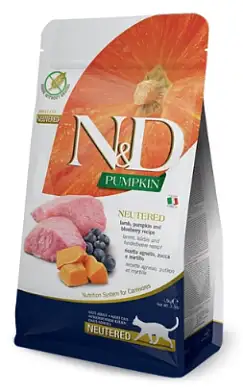 Farmina N&D Pumpkin беззерновой корм для стерилизованных кошек, ягненок с черникой и тыквой