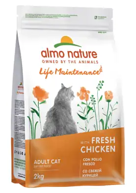 Almo Nature HOLISTIC Сухой корм для взрослых кошек со свежей курицей и коричневым рисом, Life Maintenance, Fresh Chicken